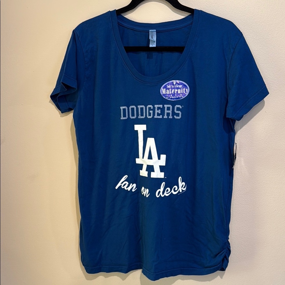 🩵Maternity Los Angeles Dodgers “fan on deck” Baby bump shirt Pregnant Athletic